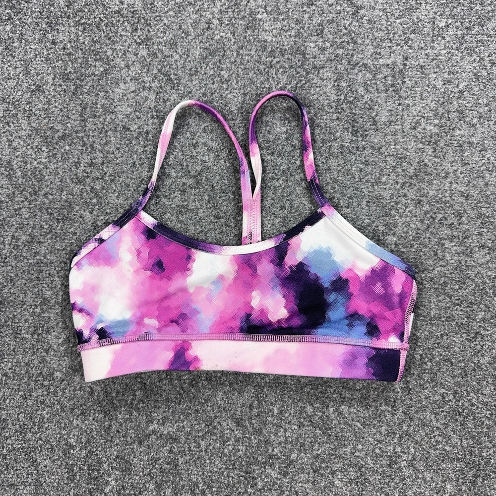 Lululemon Sports Bra Womens Small Multicolor Geometric Strappy Mesh Yoga Gym